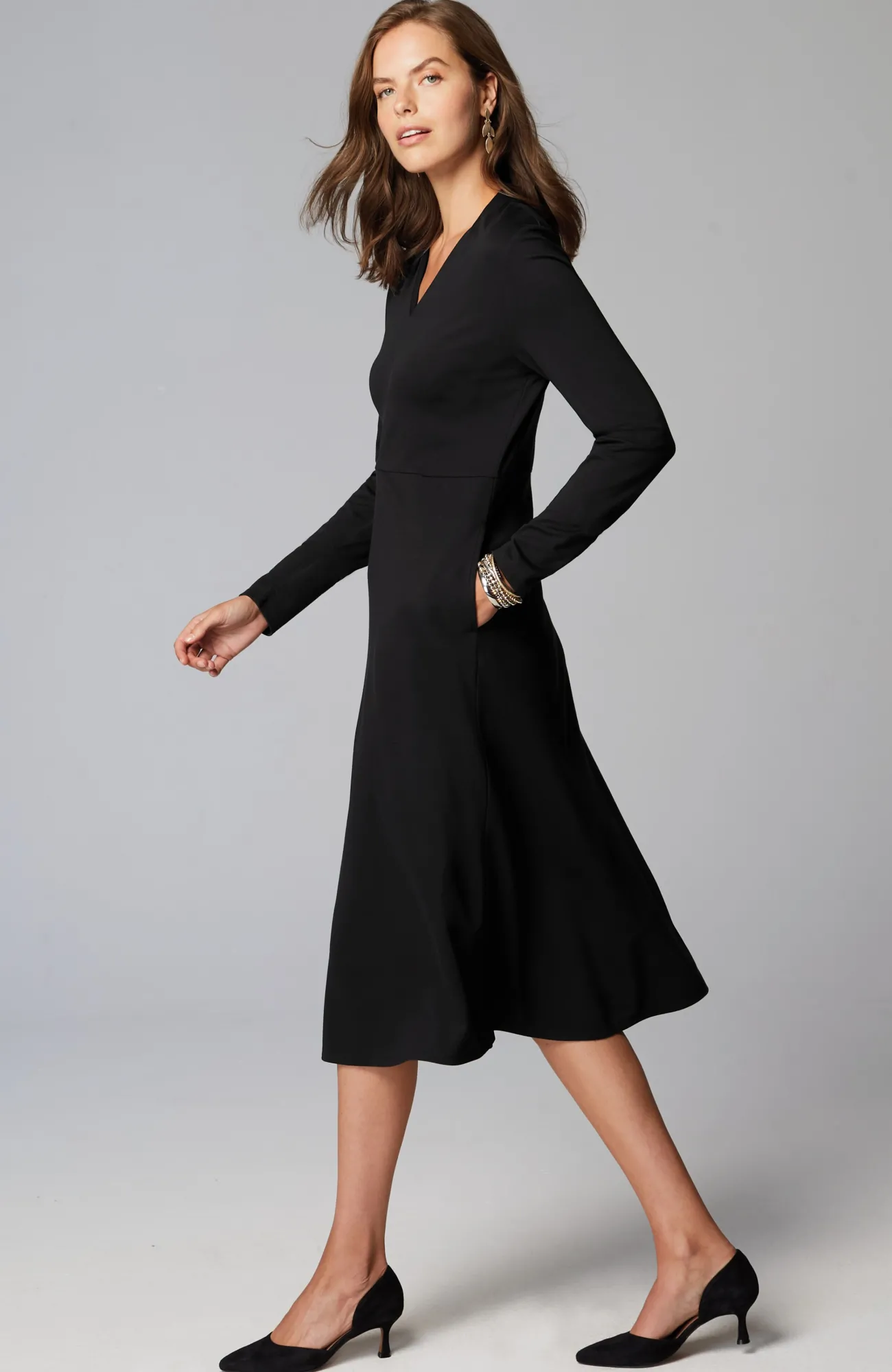 J.Jill Wearever Double-Face Jersey Fit-And-Flare Dress Cheap