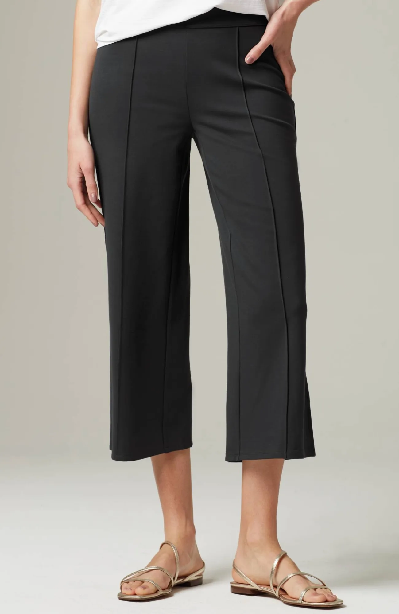 J.Jill Wearever Double-Face Jersey Pintucked Crops Cheap