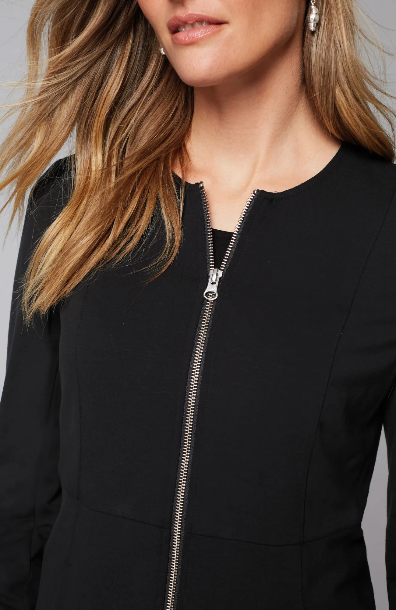 J.Jill Wearever Double-Face Jersey Zip Jacket Black Sale