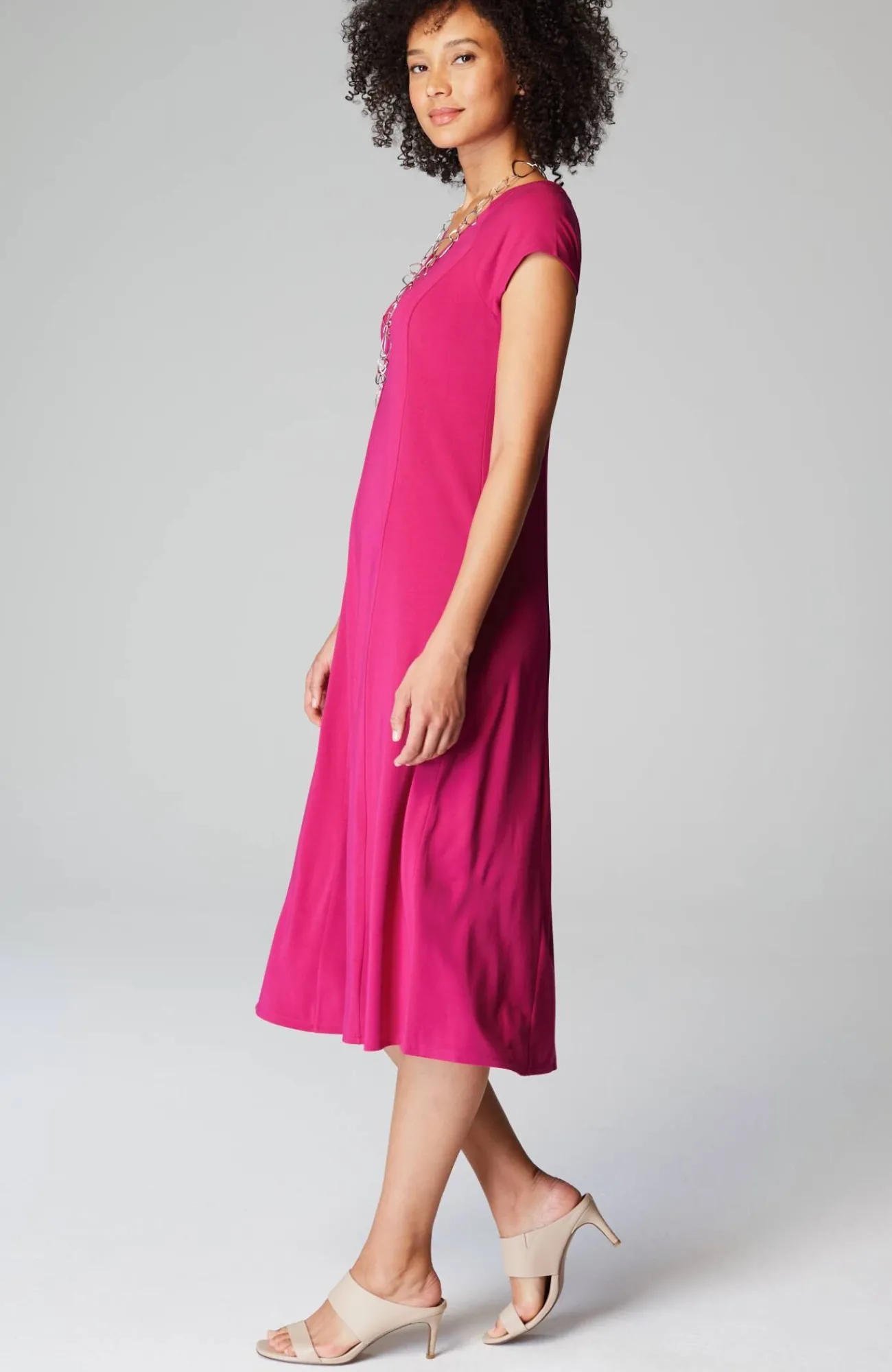 J.Jill Wearever Draped Cap-Sleeve Dress Raspberry Wine New