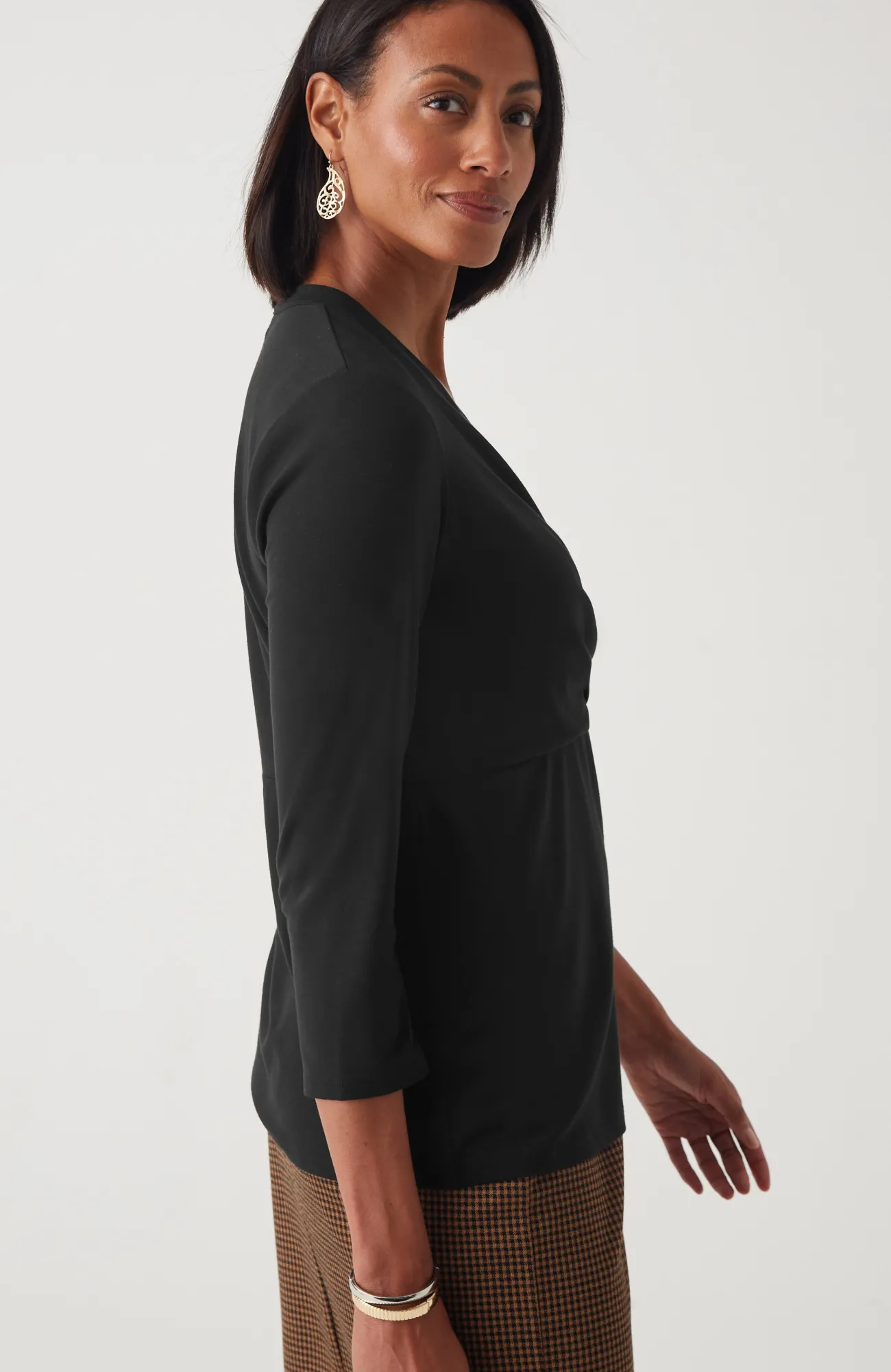 J.Jill Wearever Draped-Front Top Black Hot