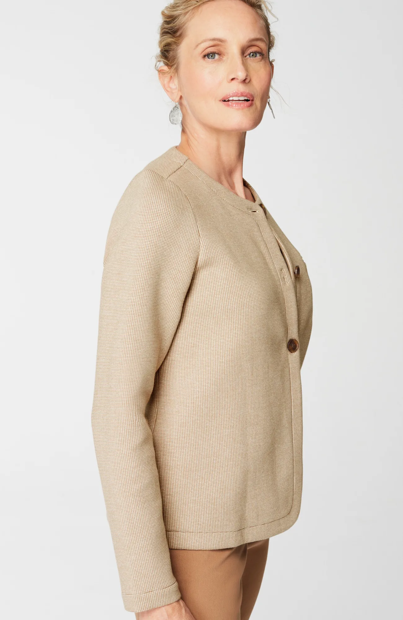 J.Jill Wearever Jacquard Three-Button Jacket Branch/barley Sale