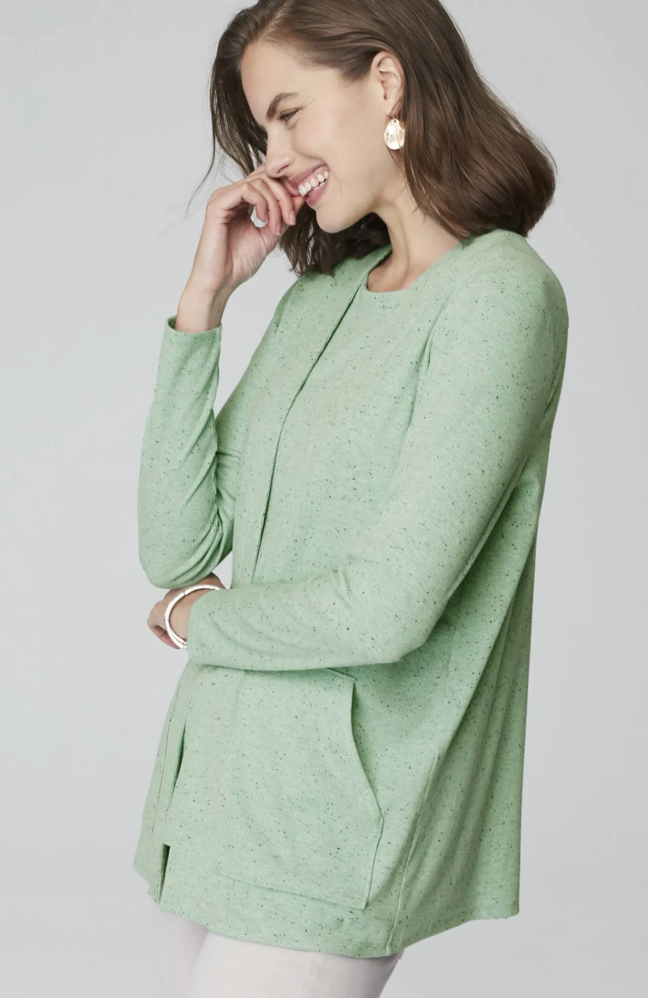J.Jill Wearever Open-Front Marled Jacket Best