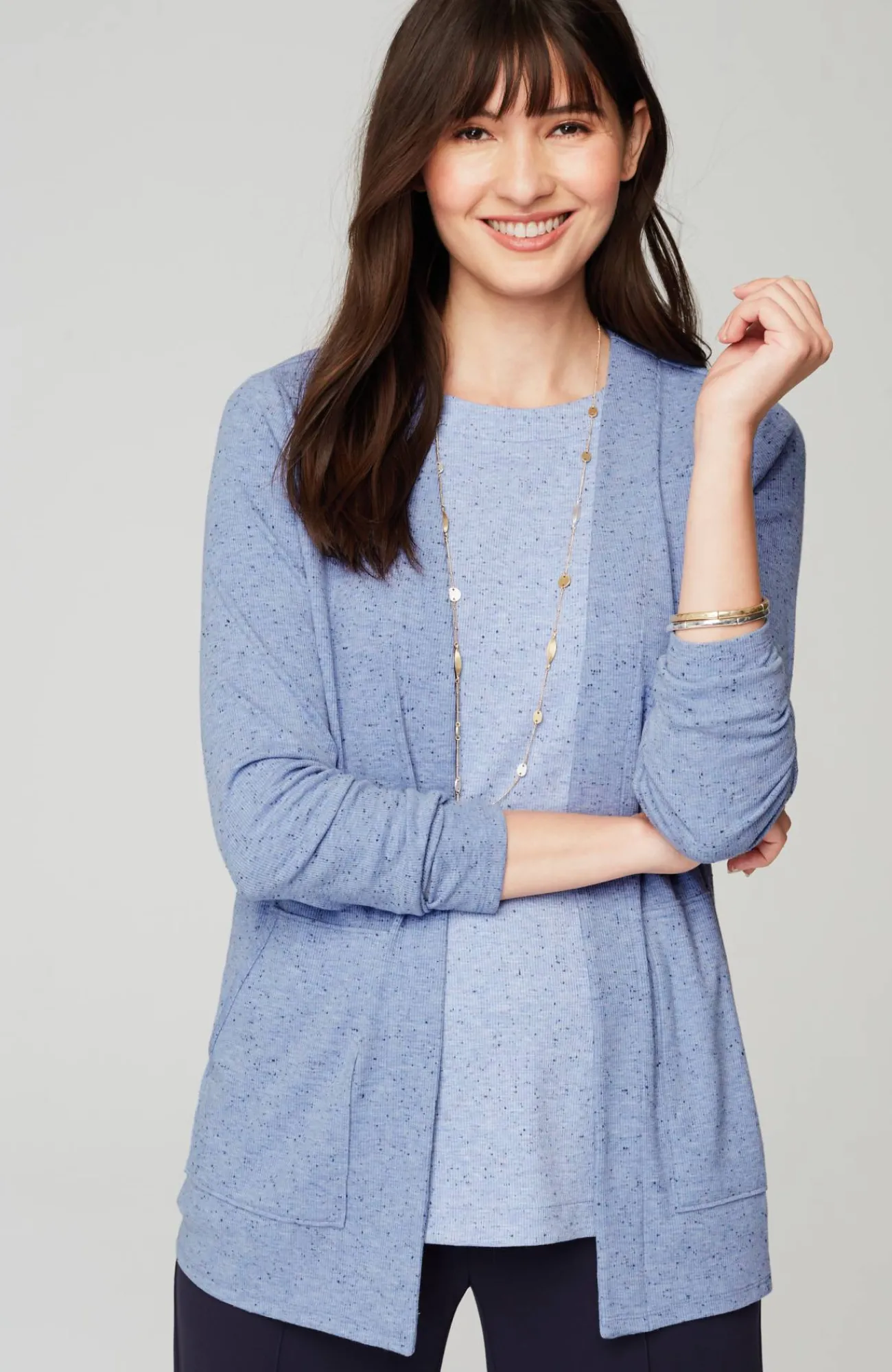 J.Jill Wearever Open-Front Marled Jacket Best