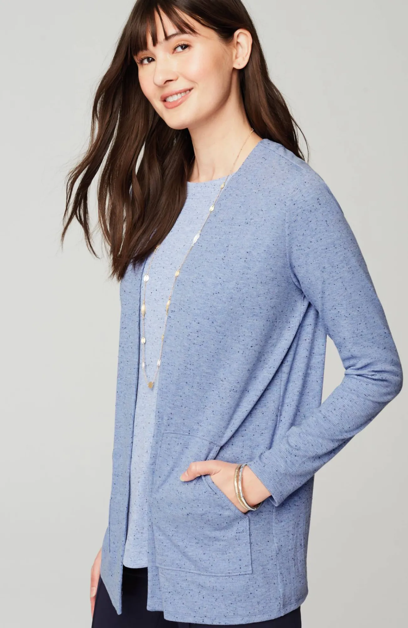 J.Jill Wearever Open-Front Marled Jacket Best