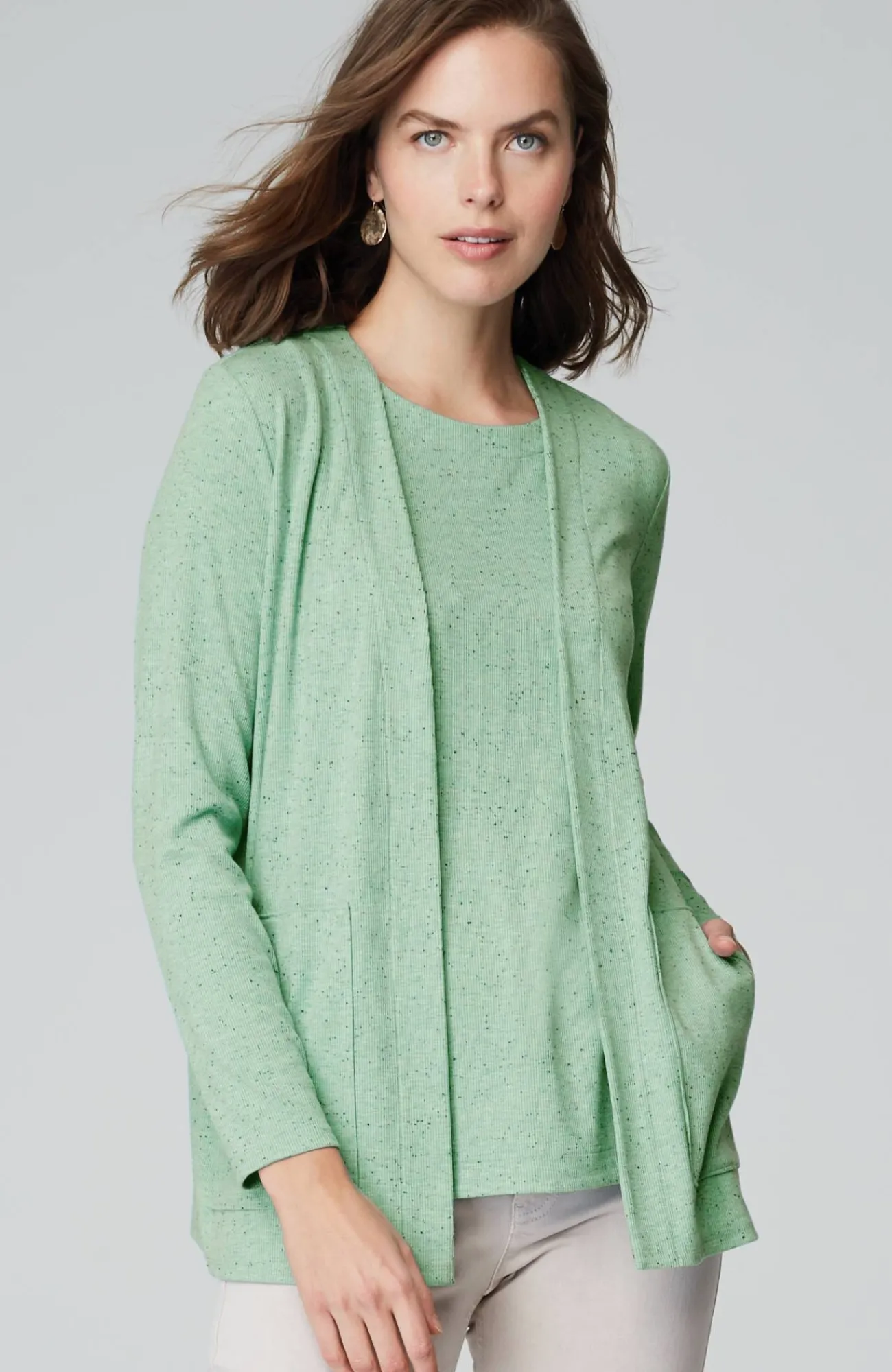 J.Jill Wearever Open-Front Marled Jacket Best