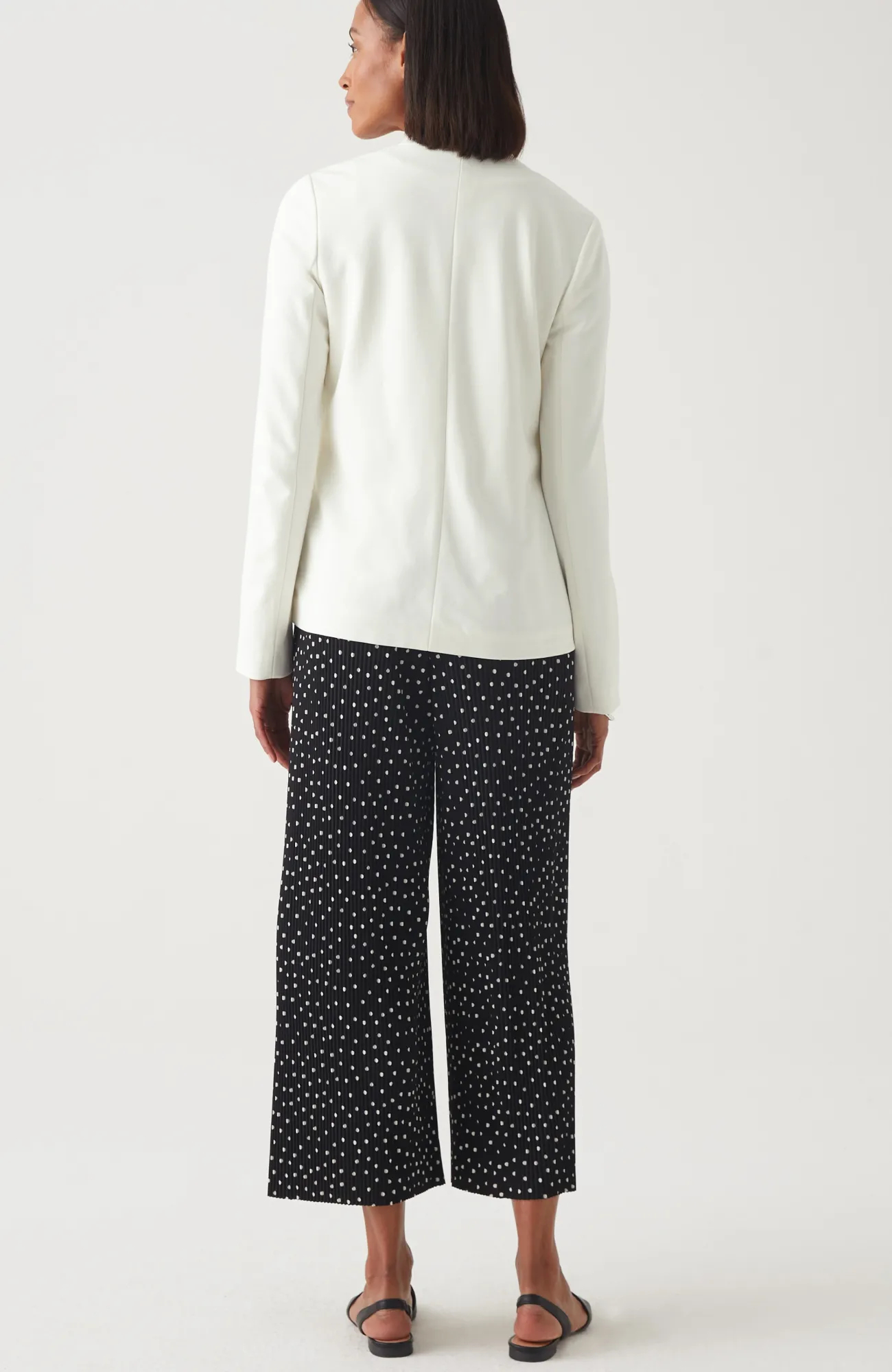 J.Jill Wearever Piped-Trim Blazer Cream/black Best