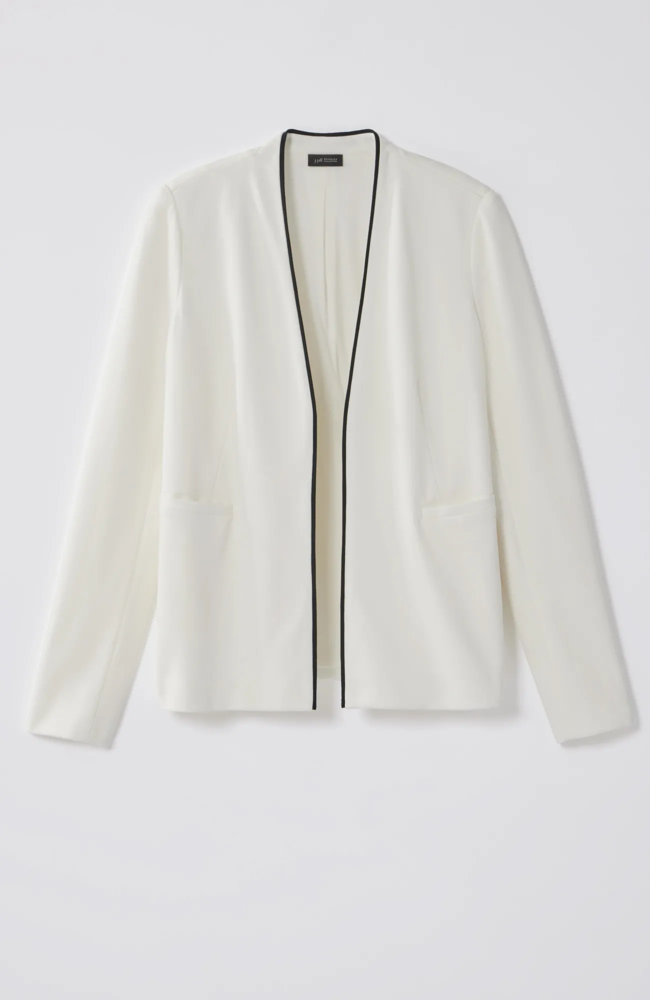 J.Jill Wearever Piped-Trim Blazer Cream/black Best