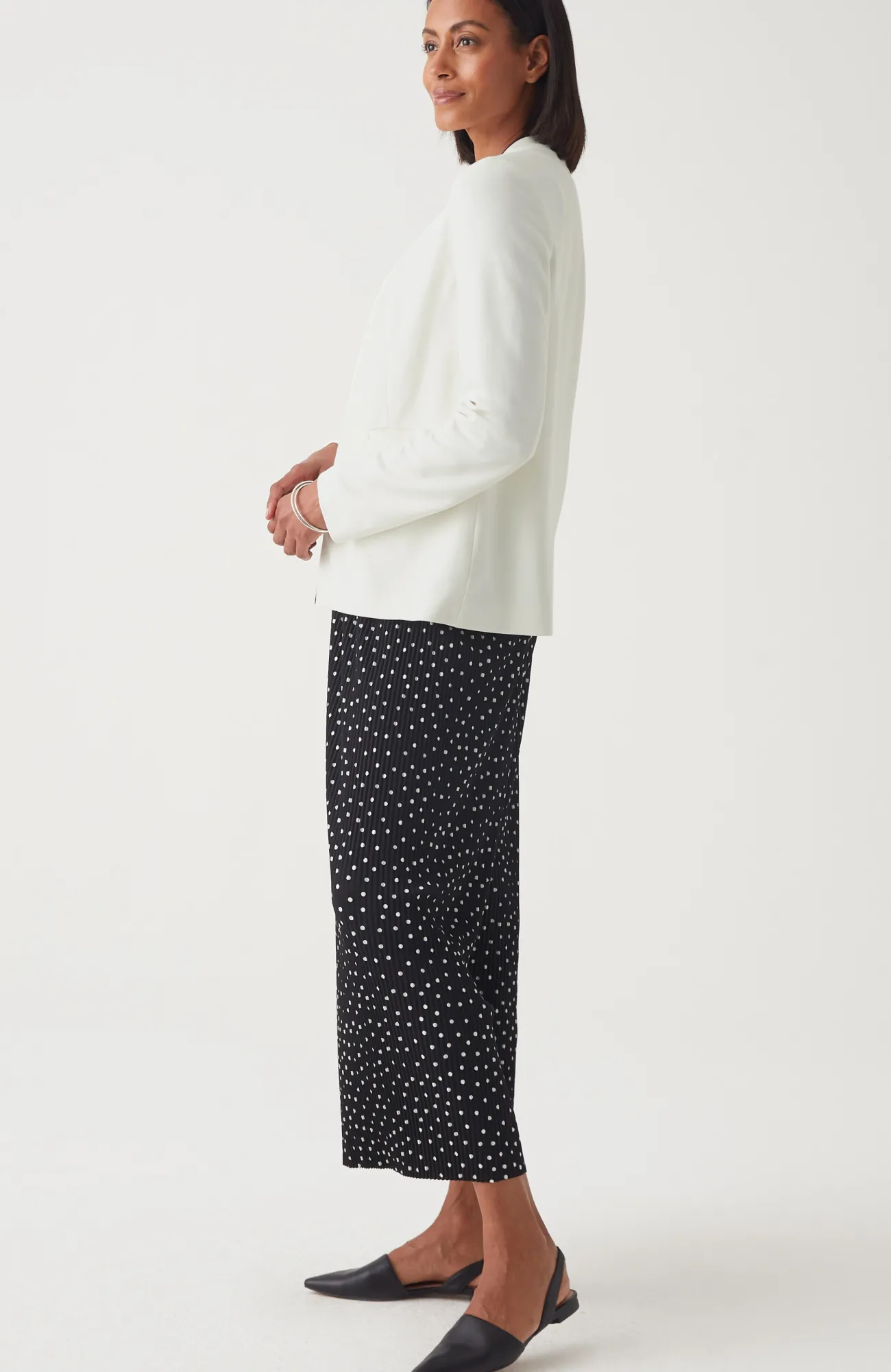 J.Jill Wearever Piped-Trim Blazer Cream/black Best