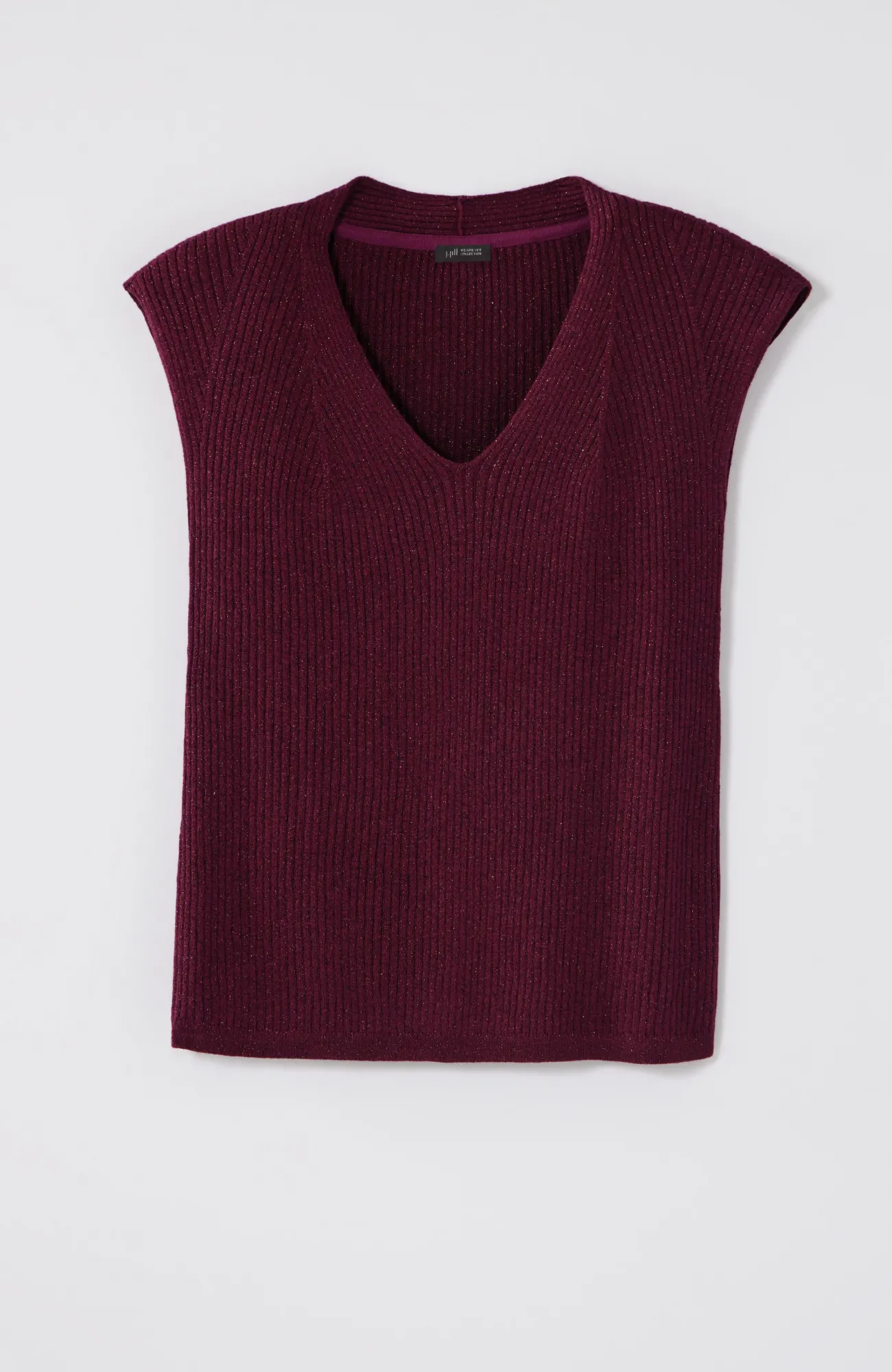 J.Jill Wearever Rib-Textured Sparkle Top Bordeaux Multi New