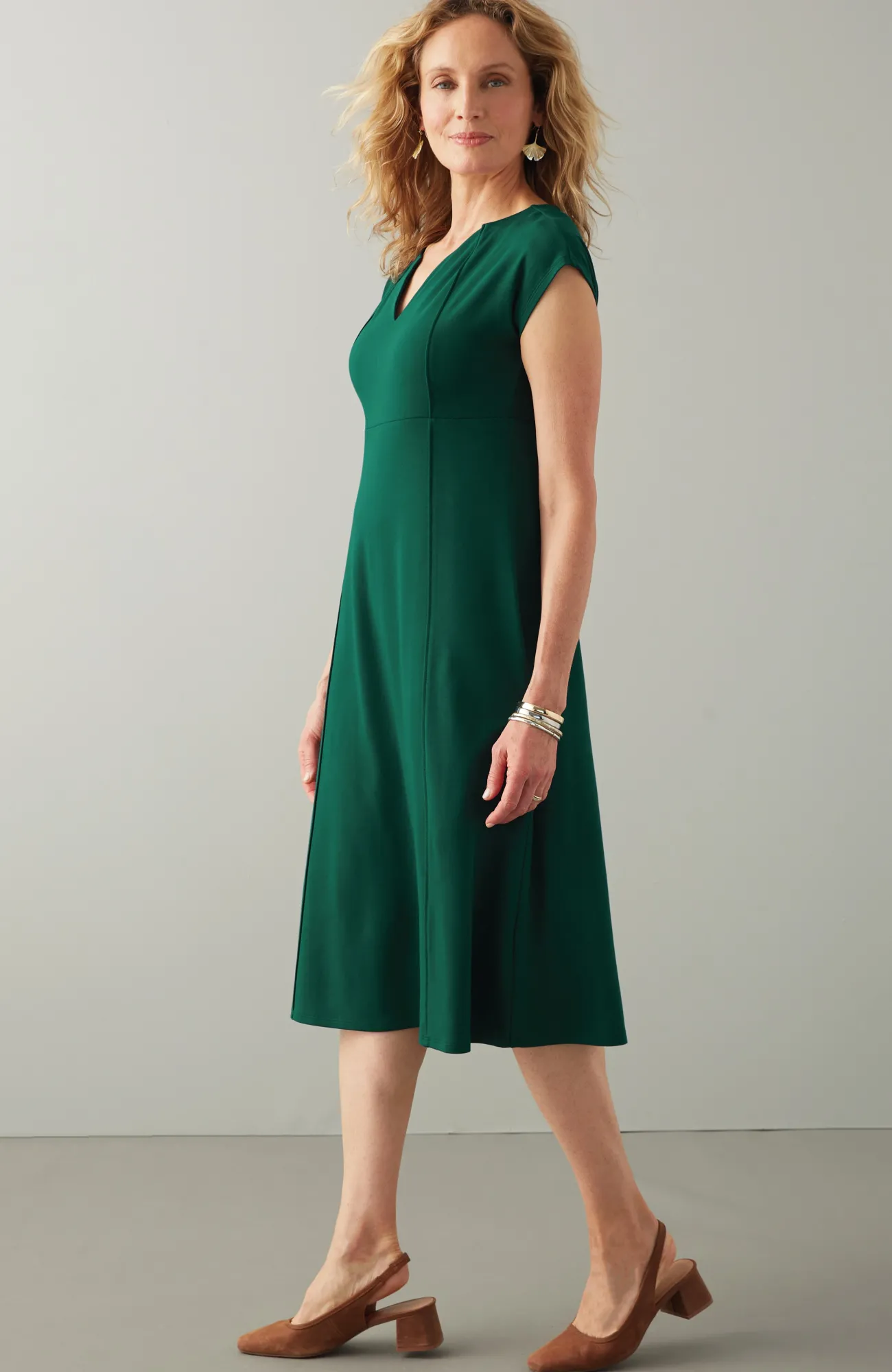 J.Jill Wearever Seamed Split-Neck Dress Hot