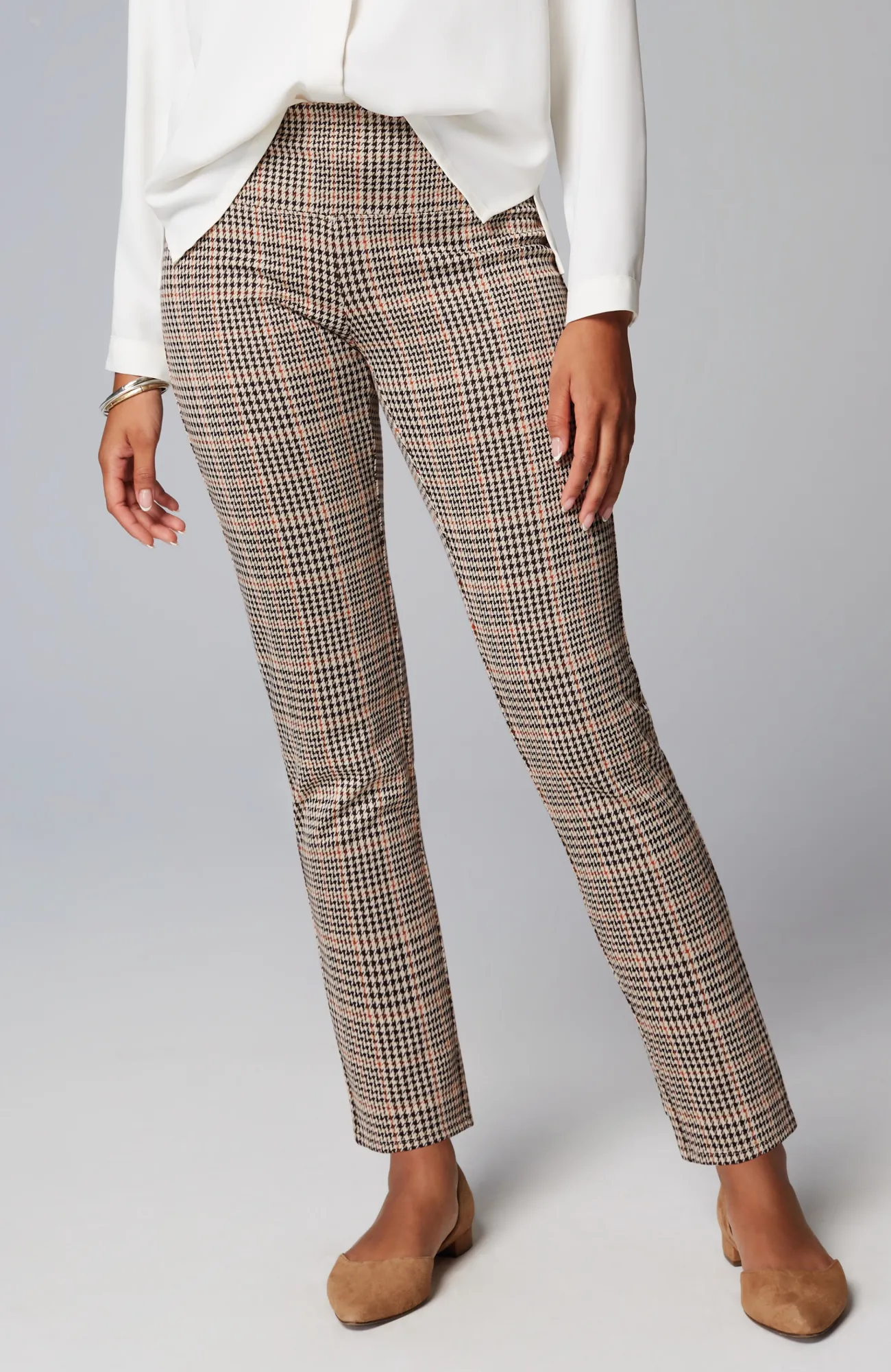 J.Jill Wearever Smooth-Fit Jacquard Slim-Leg Pants Barley Multi New