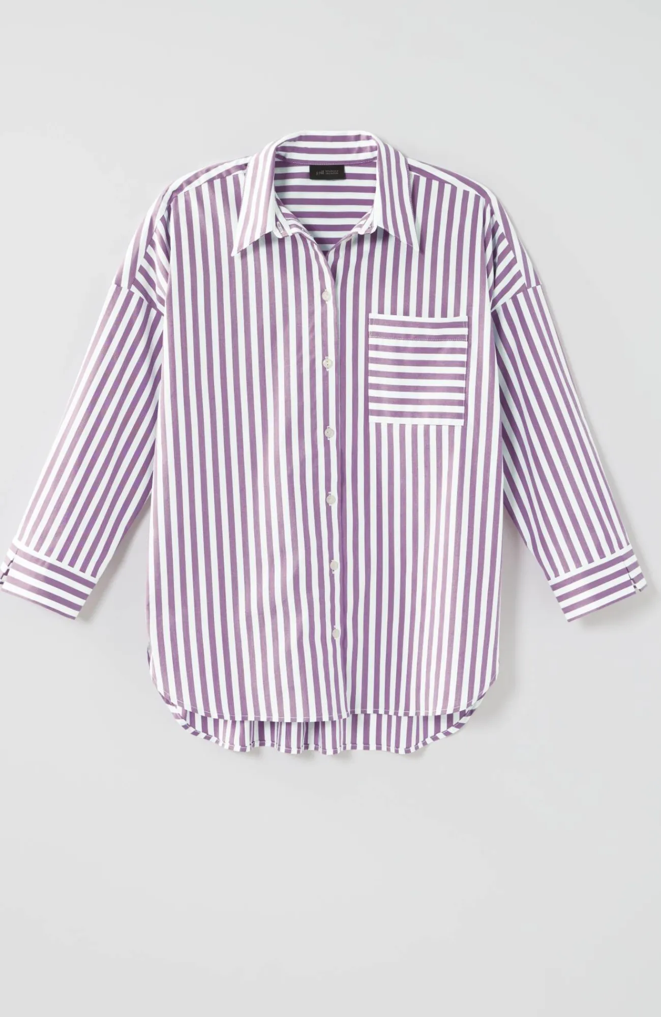 J.Jill Wearever Stepped-Hem Button-Front Shirt Mulberry/white Best Sale