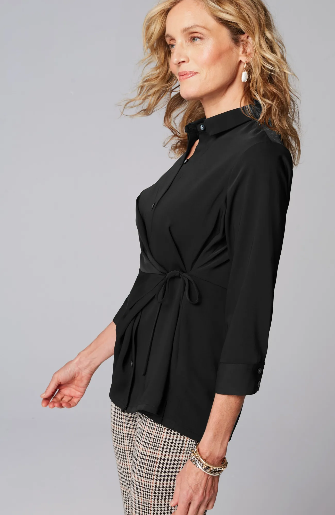 J.Jill Wearever Tie-Front Shirt Black Shop