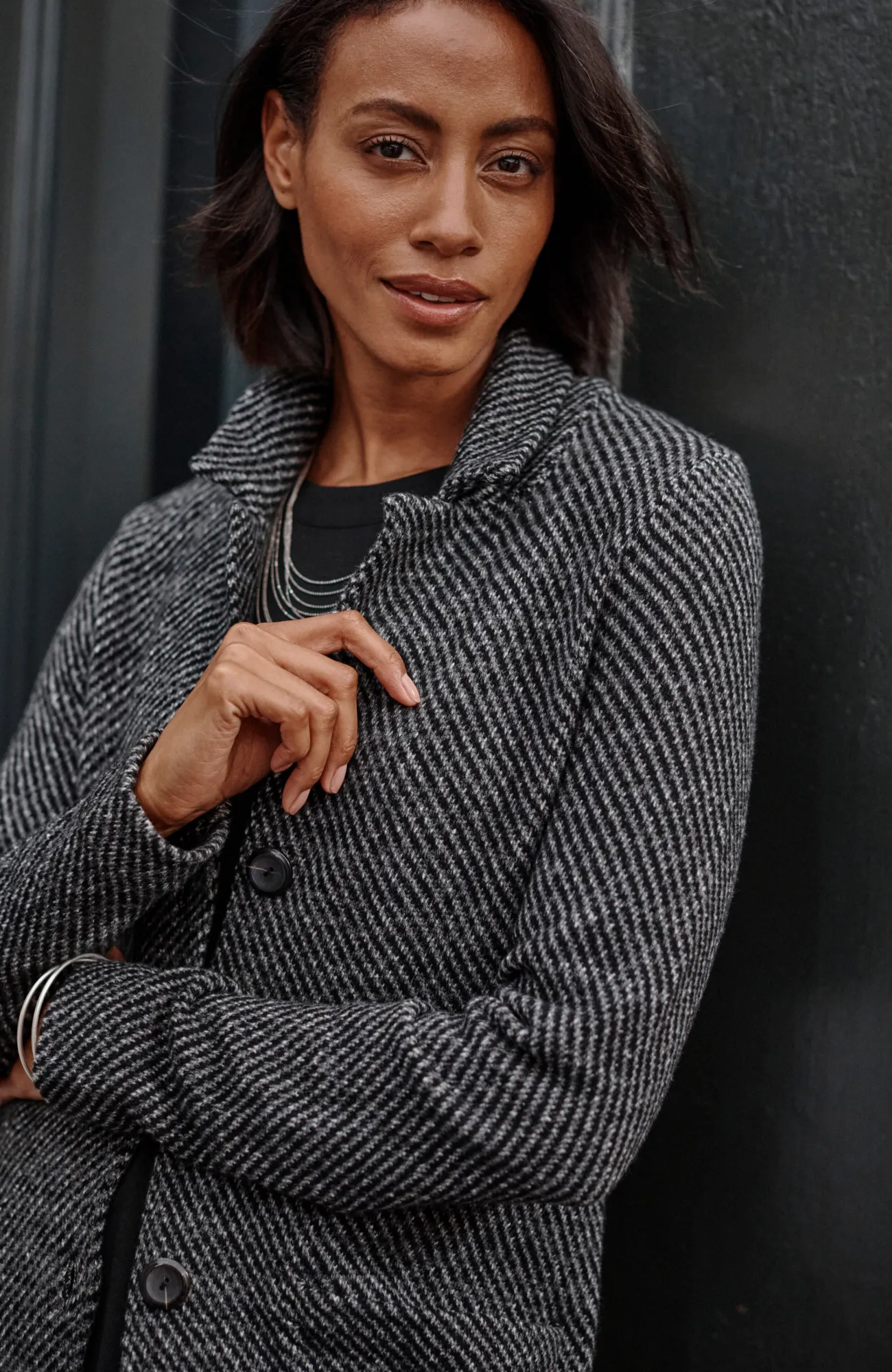 J.Jill Wearever Tweed Fringed Topper Black Multi Shop