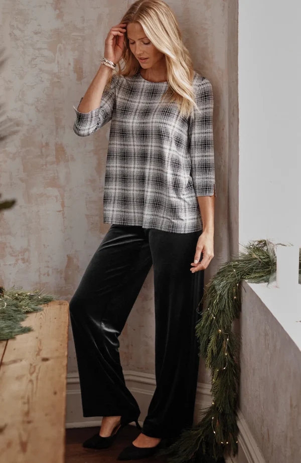 J.Jill Wearever Velvet-Knit Straight-Leg Trousers Black Flash Sale