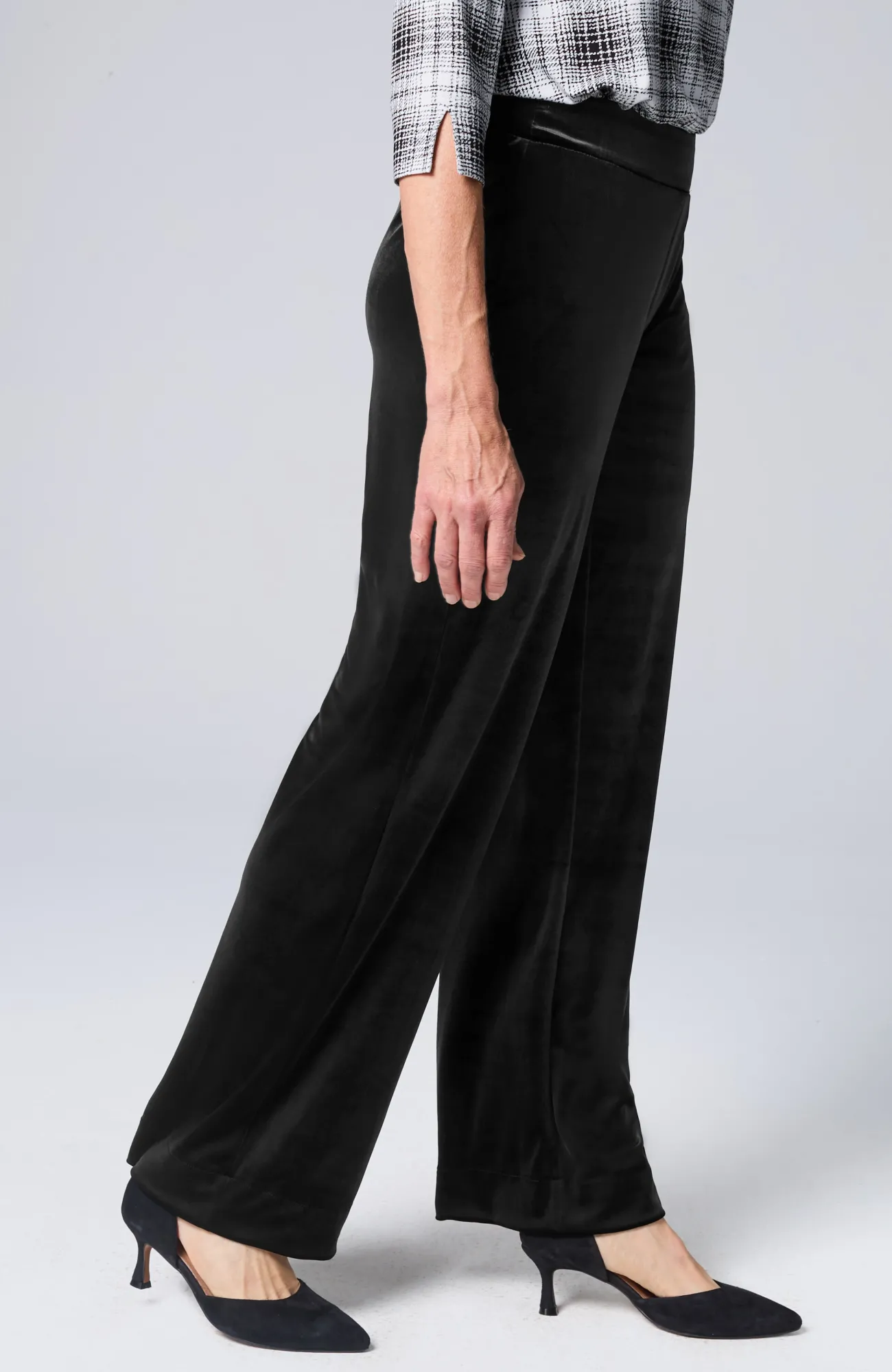 J.Jill Wearever Velvet-Knit Straight-Leg Trousers Black Flash Sale