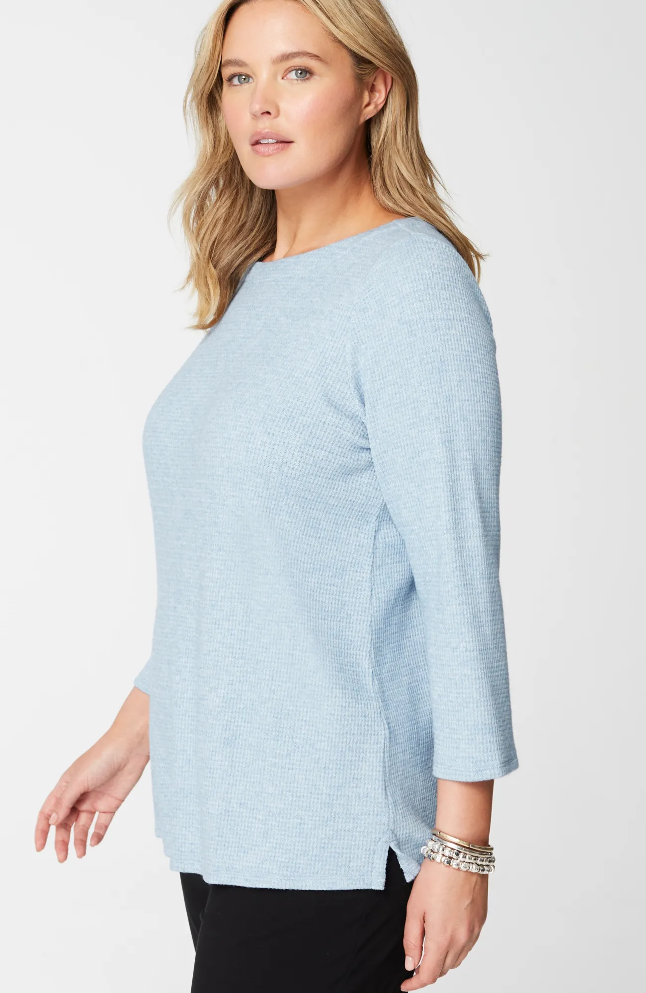 J.Jill Wearever Waffle-Textured Boat-Neck Top Hot
