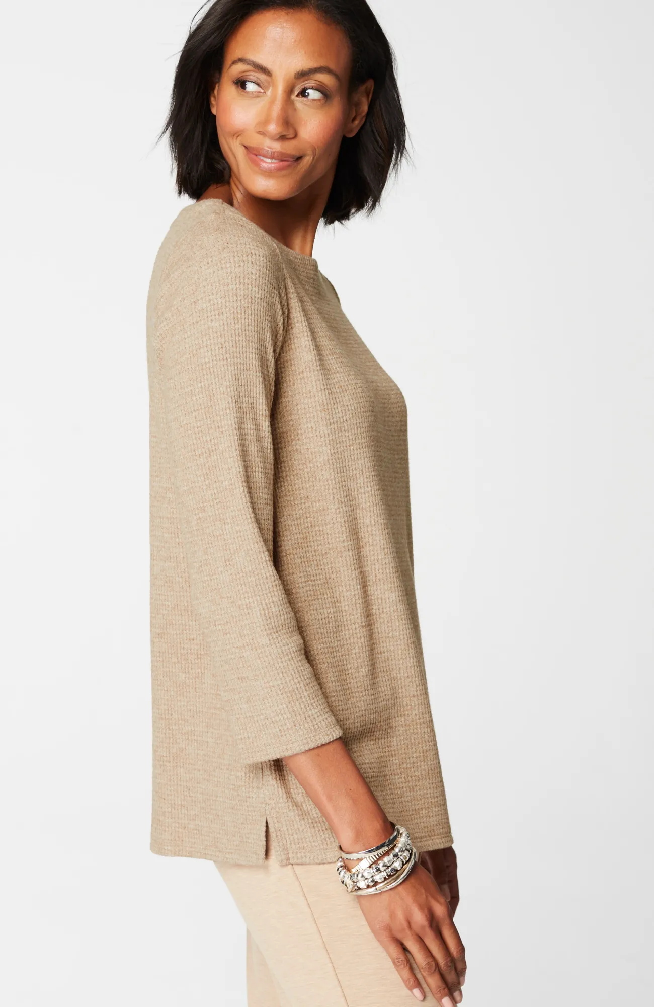 J.Jill Wearever Waffle-Textured Boat-Neck Top Hot