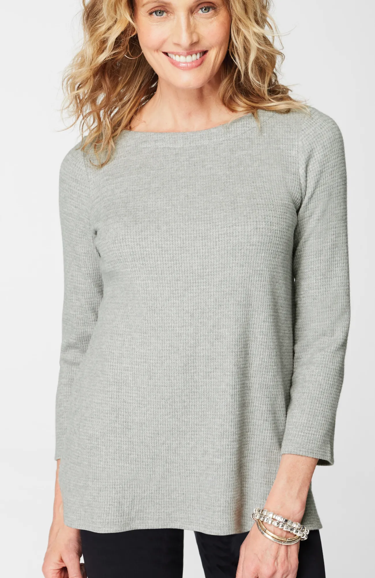 J.Jill Wearever Waffle-Textured Boat-Neck Top Hot