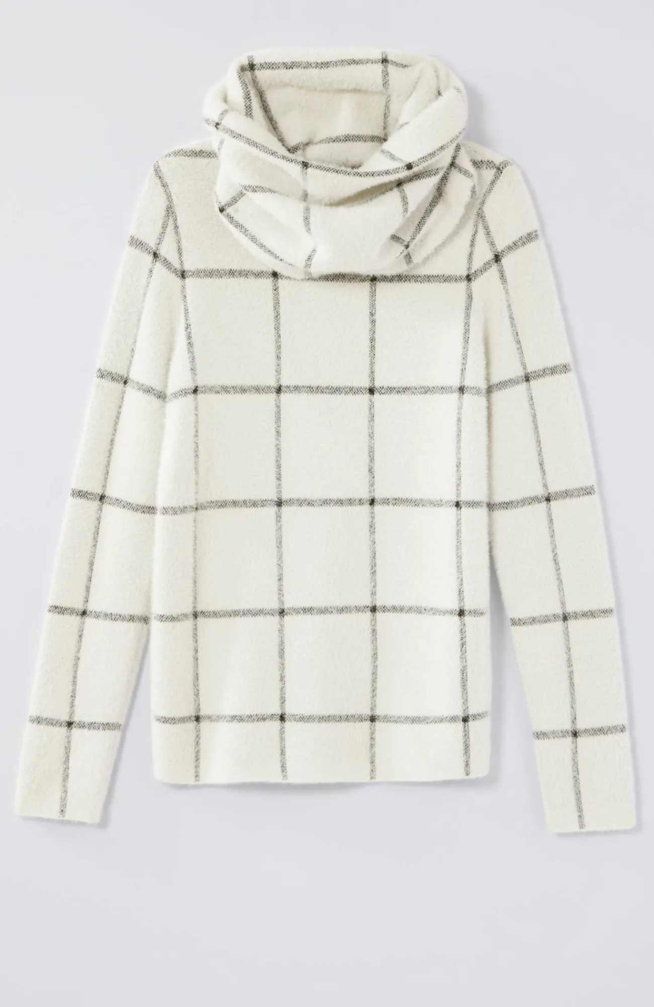 J.Jill Wearever Windowpane Removable-Snood Sweater Cream/black Discount