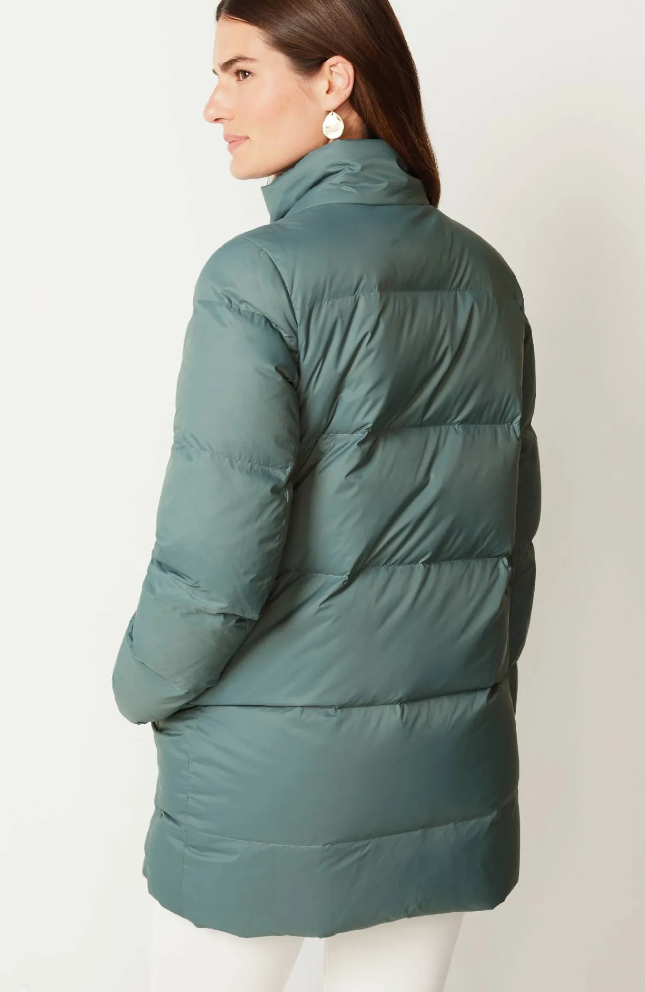 J.Jill Zip-Front Down Puffer Coat Blue Spruce Flash Sale