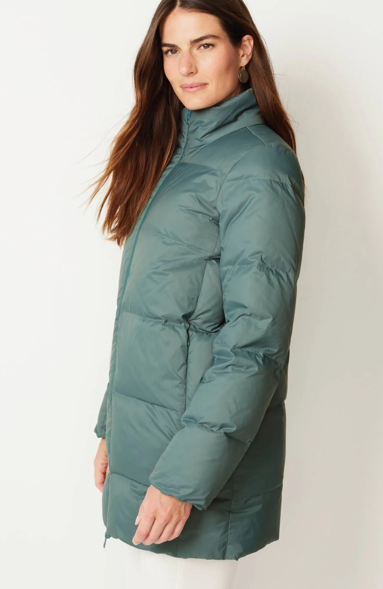 J.Jill Zip-Front Down Puffer Coat Blue Spruce Flash Sale